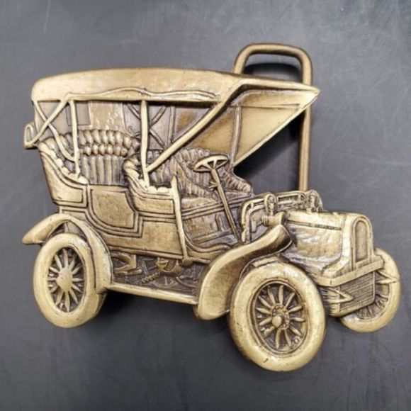 Vintage Brass Model T Men's Belt Buckle Cut Shape Taiwan - Picture 1 of 3